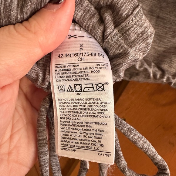 GAP Fit Gray Drawstring Hoodie Sz S - Picture 5 of 5